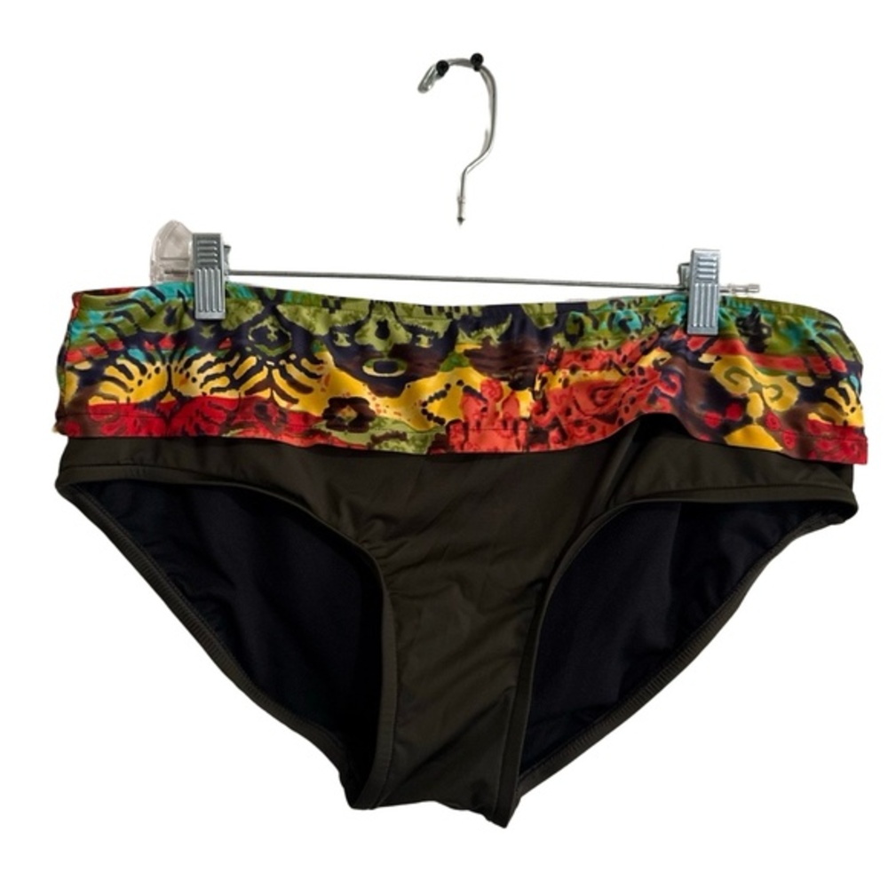 Catalina 1X 16W‎ Olive Abstract Fold-Over Full Coverage Bikini Bottoms